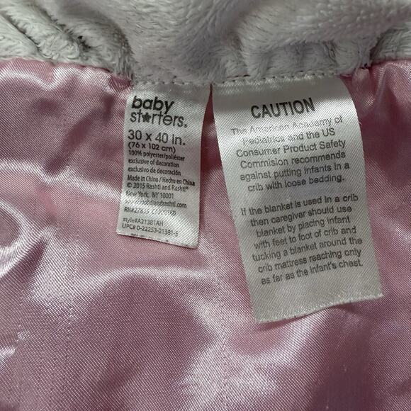 Baby Starters Baby Blanket Security Bow Pink Satin Ruffle 30x40 Lovey - Picture 4 of 4